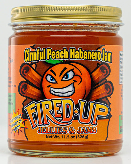 Cinnful Peach Habanero Jam Product photo with white background